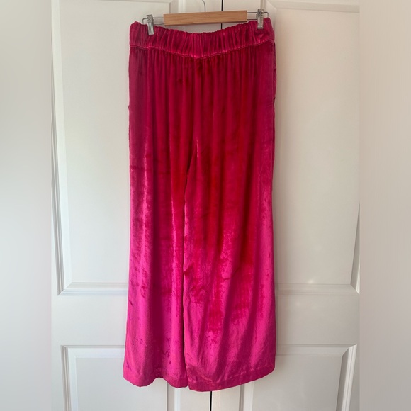 Anthropologie Maeve Anastacia Velvet Wide Leg Pant in Pink (Size M) - Picture 4 of 11
